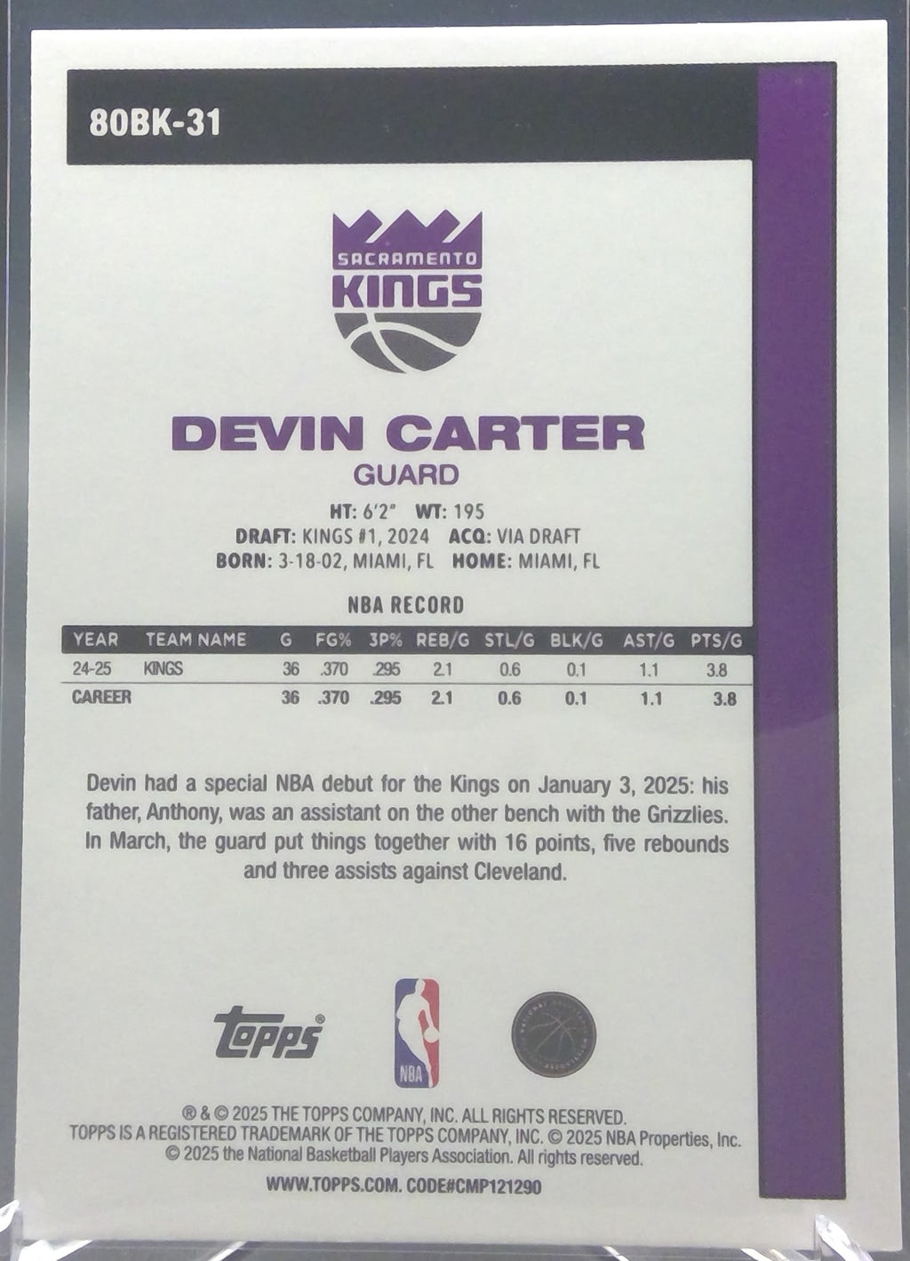 Devin Carter #80BK-31