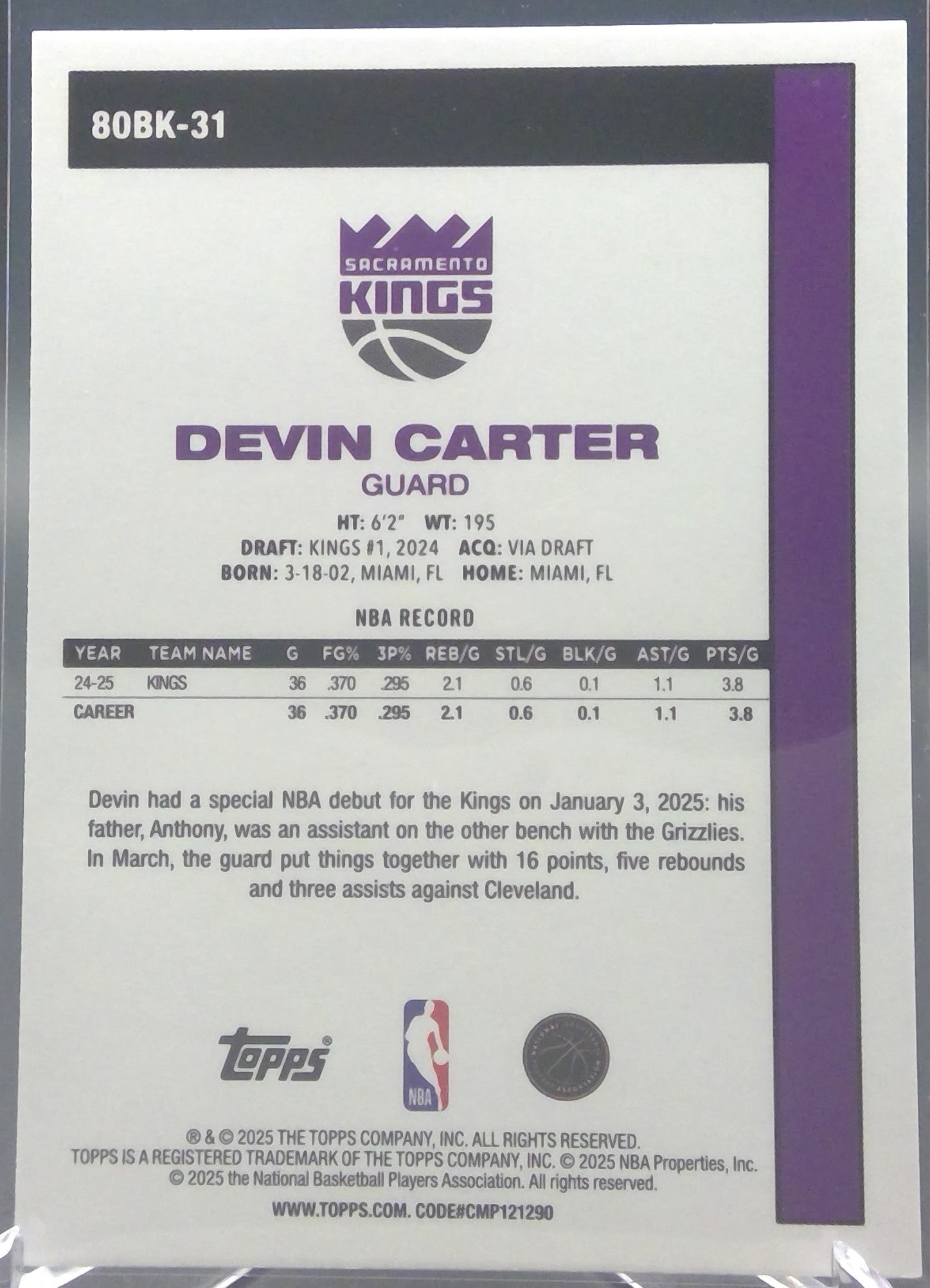 Devin Carter #80BK-31
