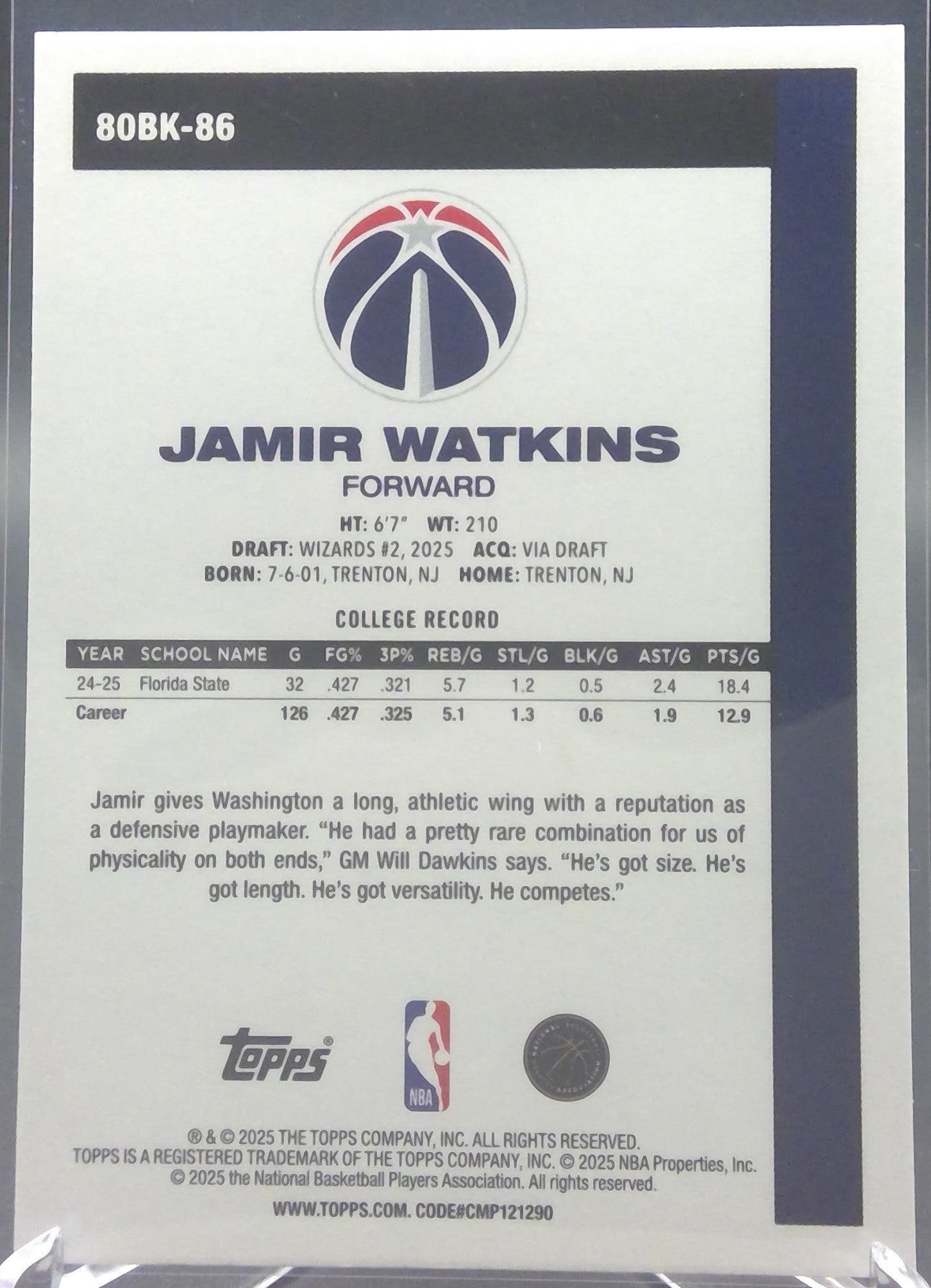 Jamir Watkins #80BK-86