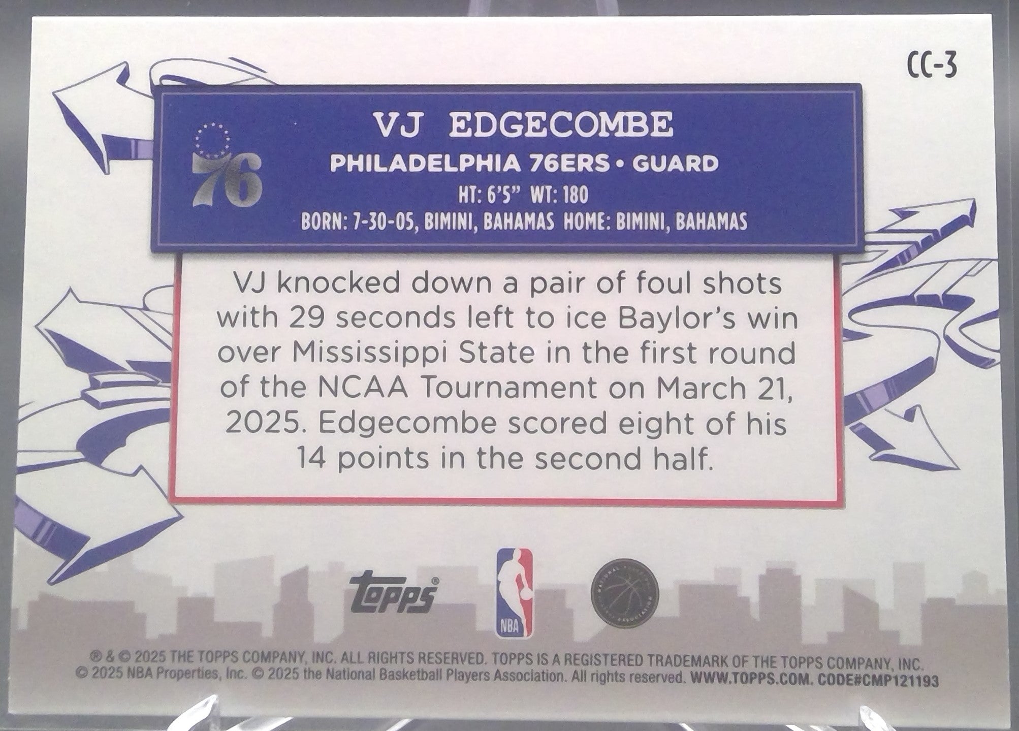 VJ Edgecombe #CC-3