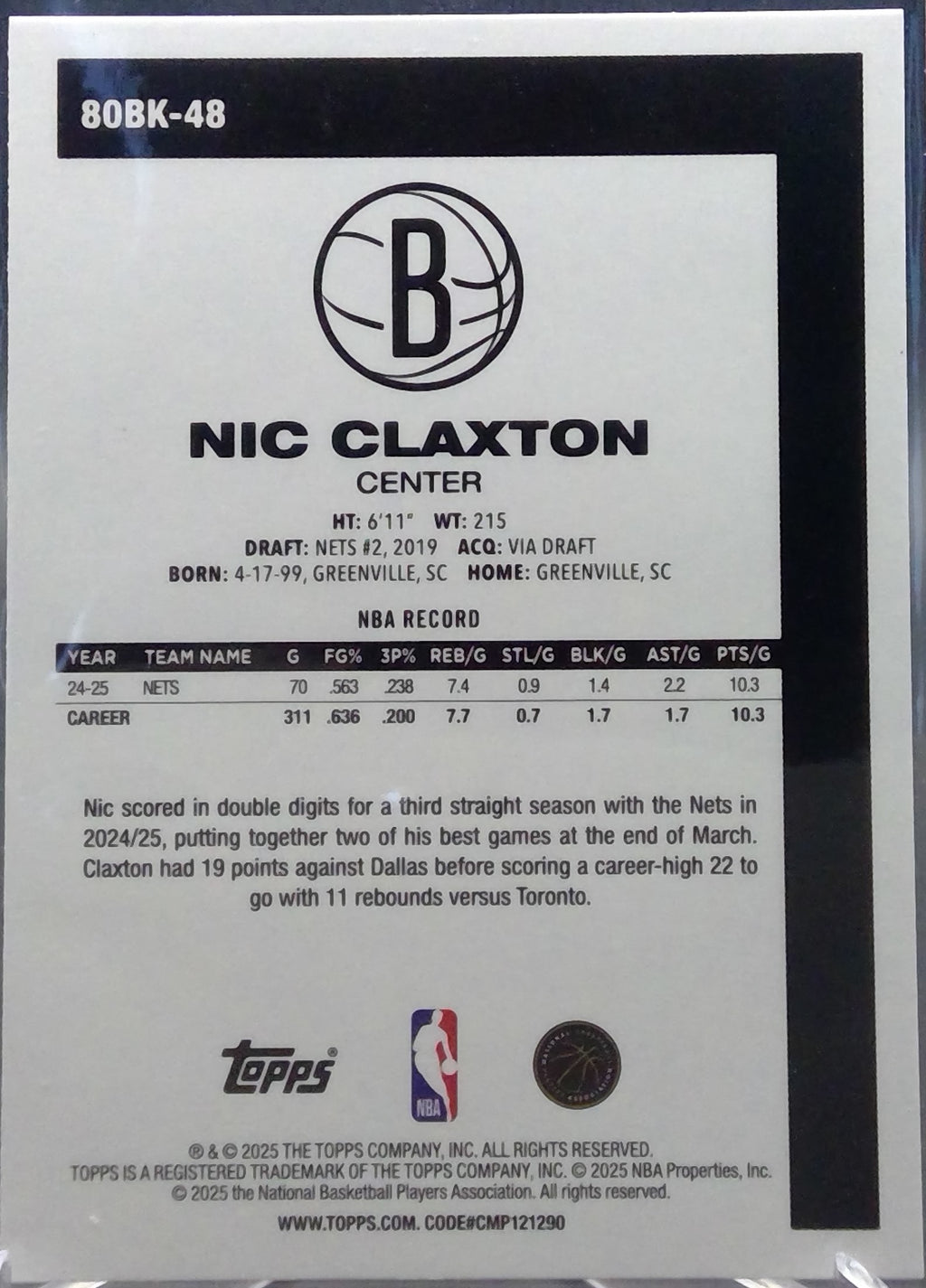 Nic Claxton #80BK-48