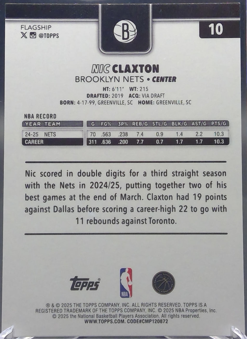 Nic Claxton #10
