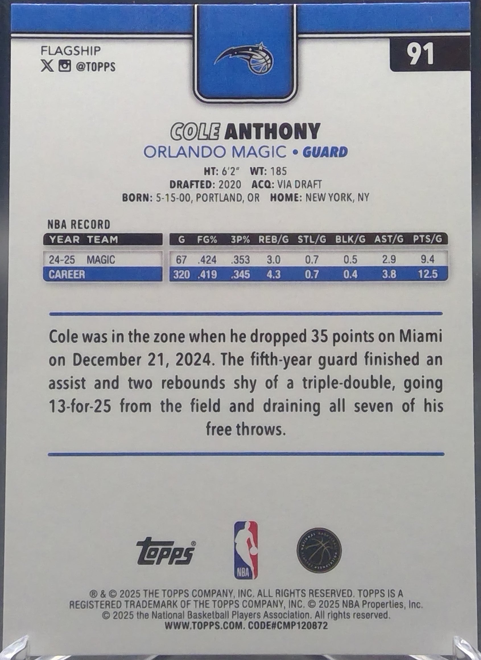 Cole Anthony #91