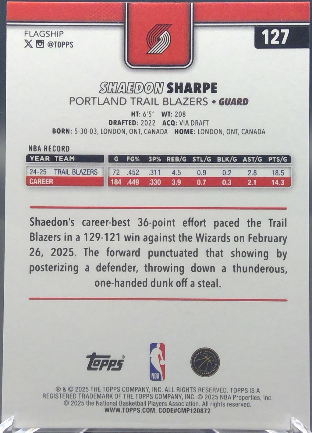 Shaedon Sharpe #127