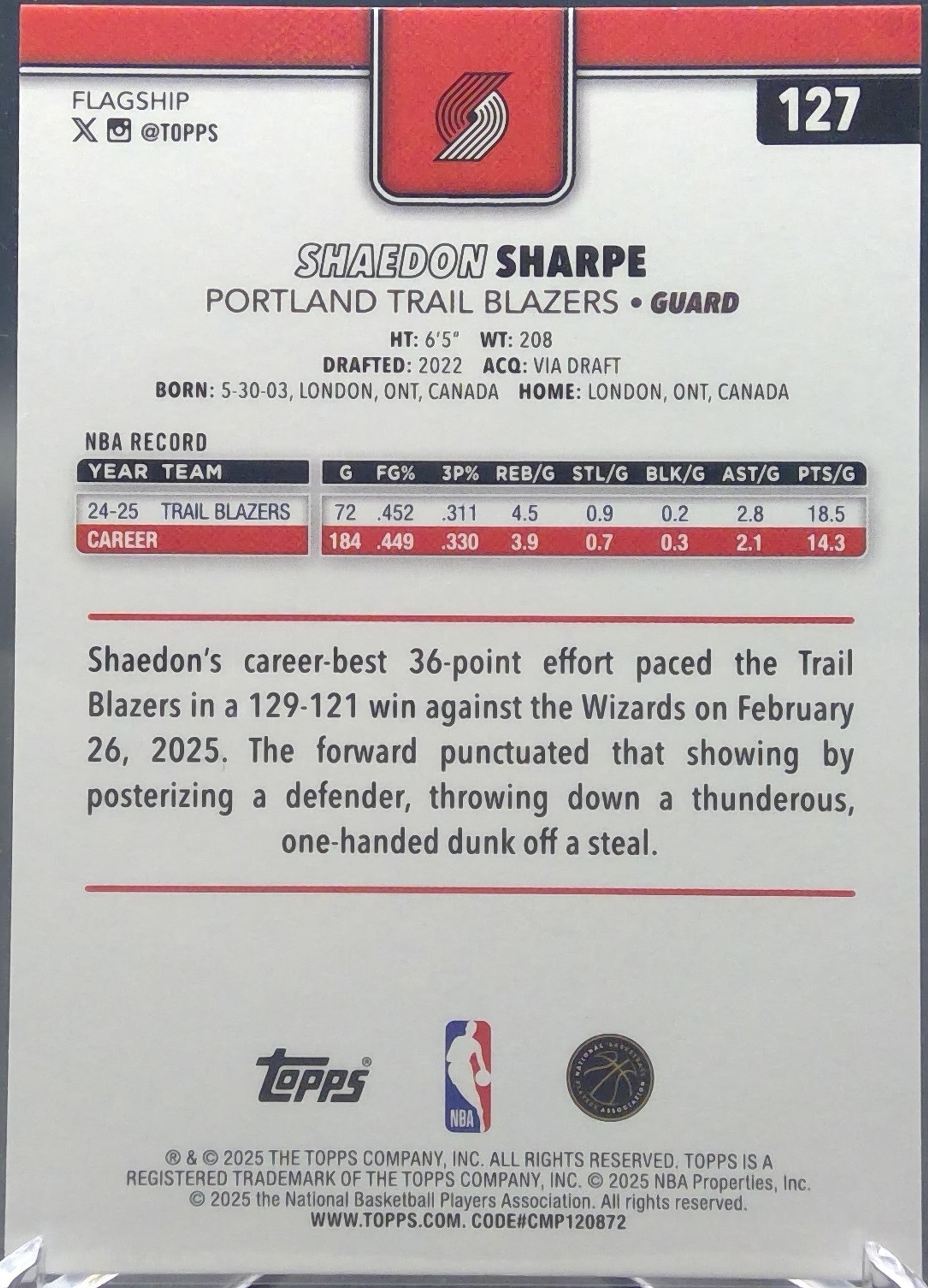 Shaedon Sharpe #127