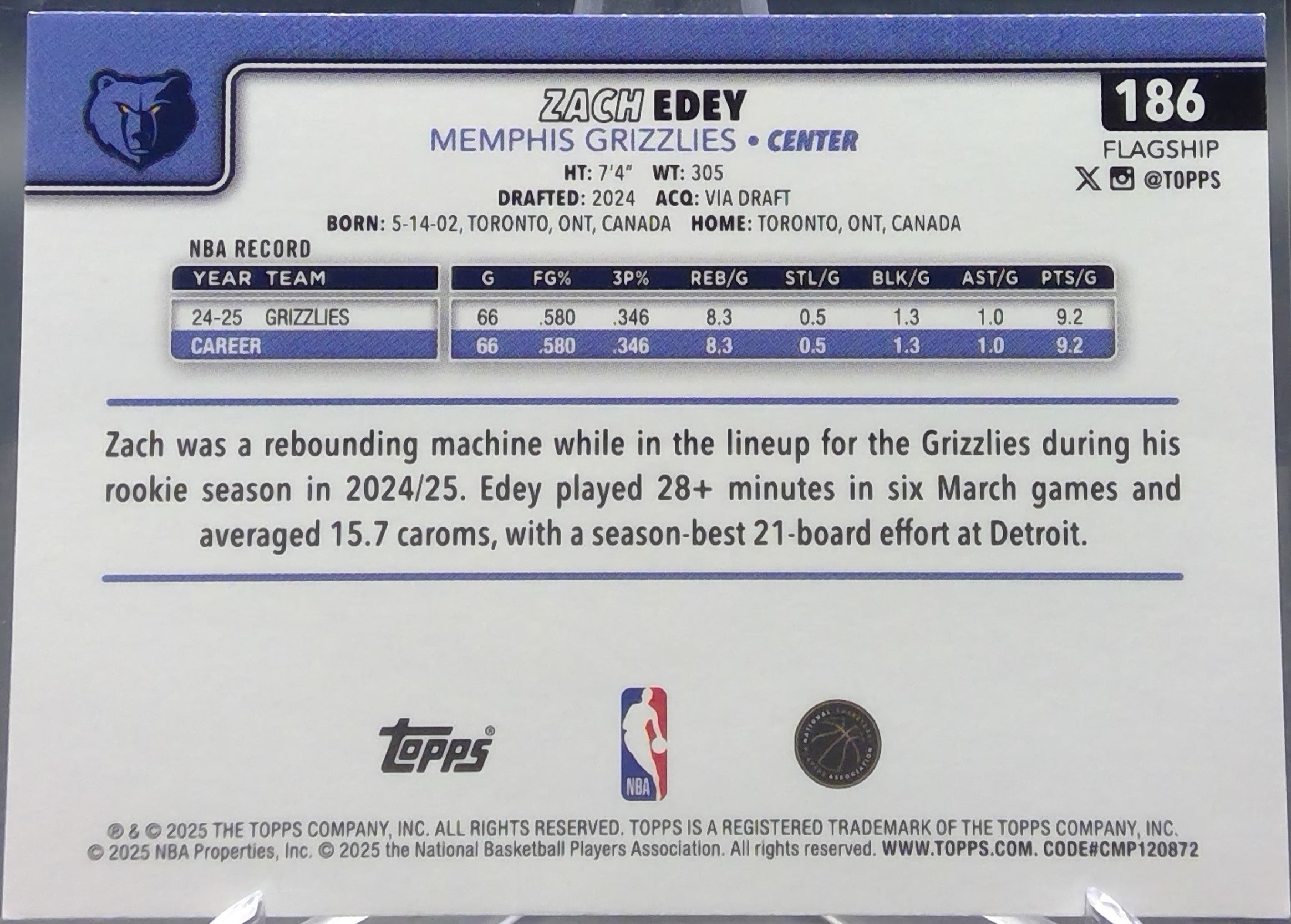 Zach Edey #186
