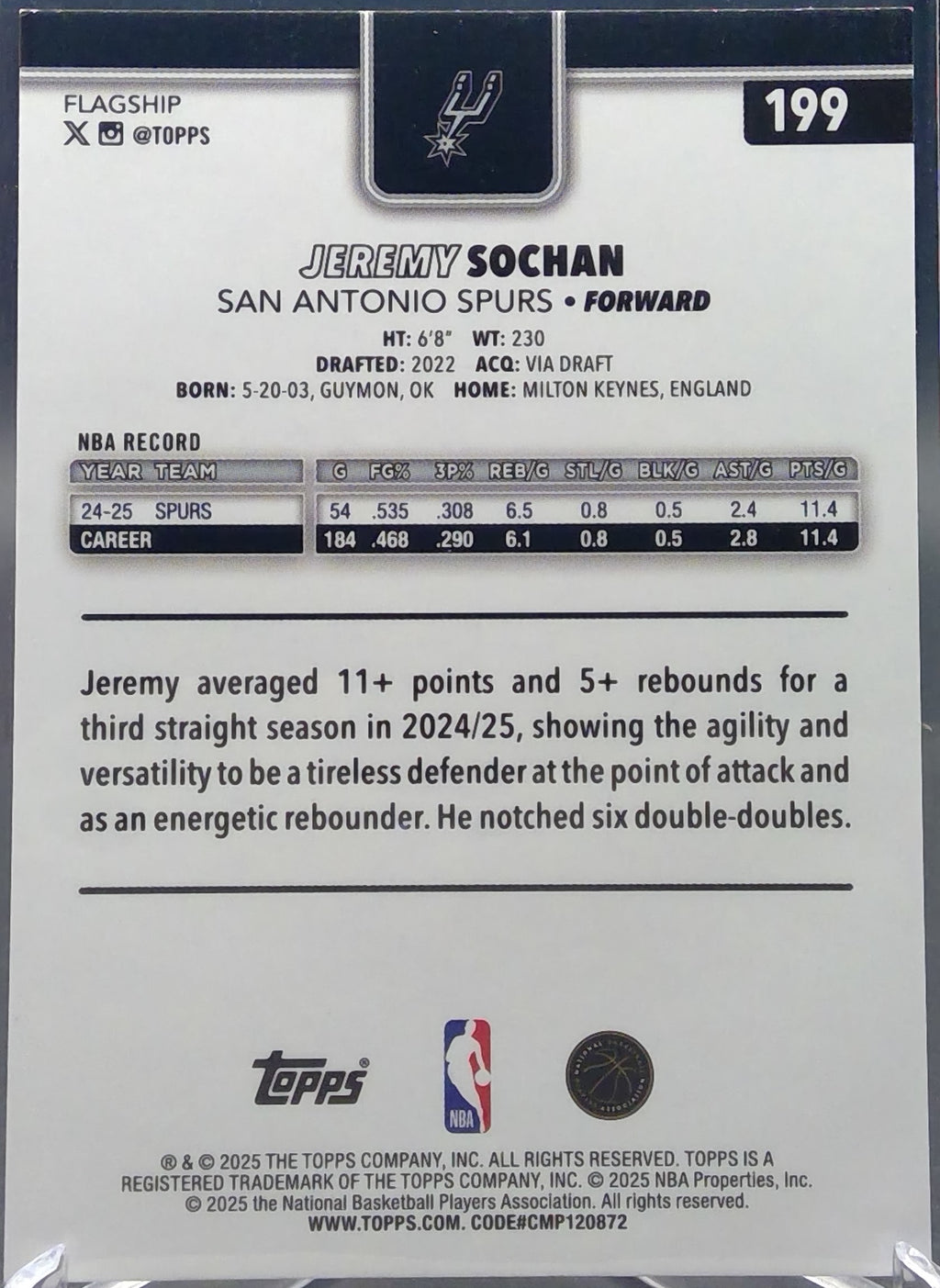 Jeremy Sochan #199