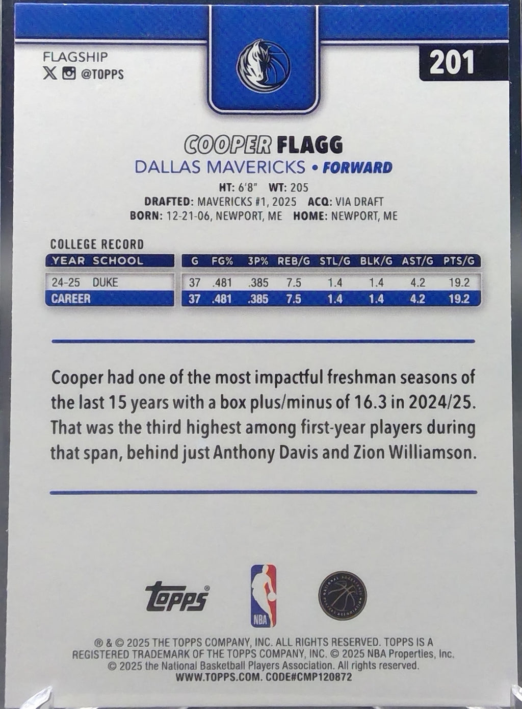 Cooper Flagg #201