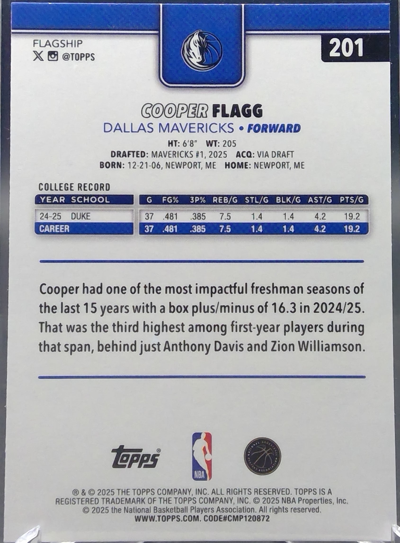 Cooper Flagg #201