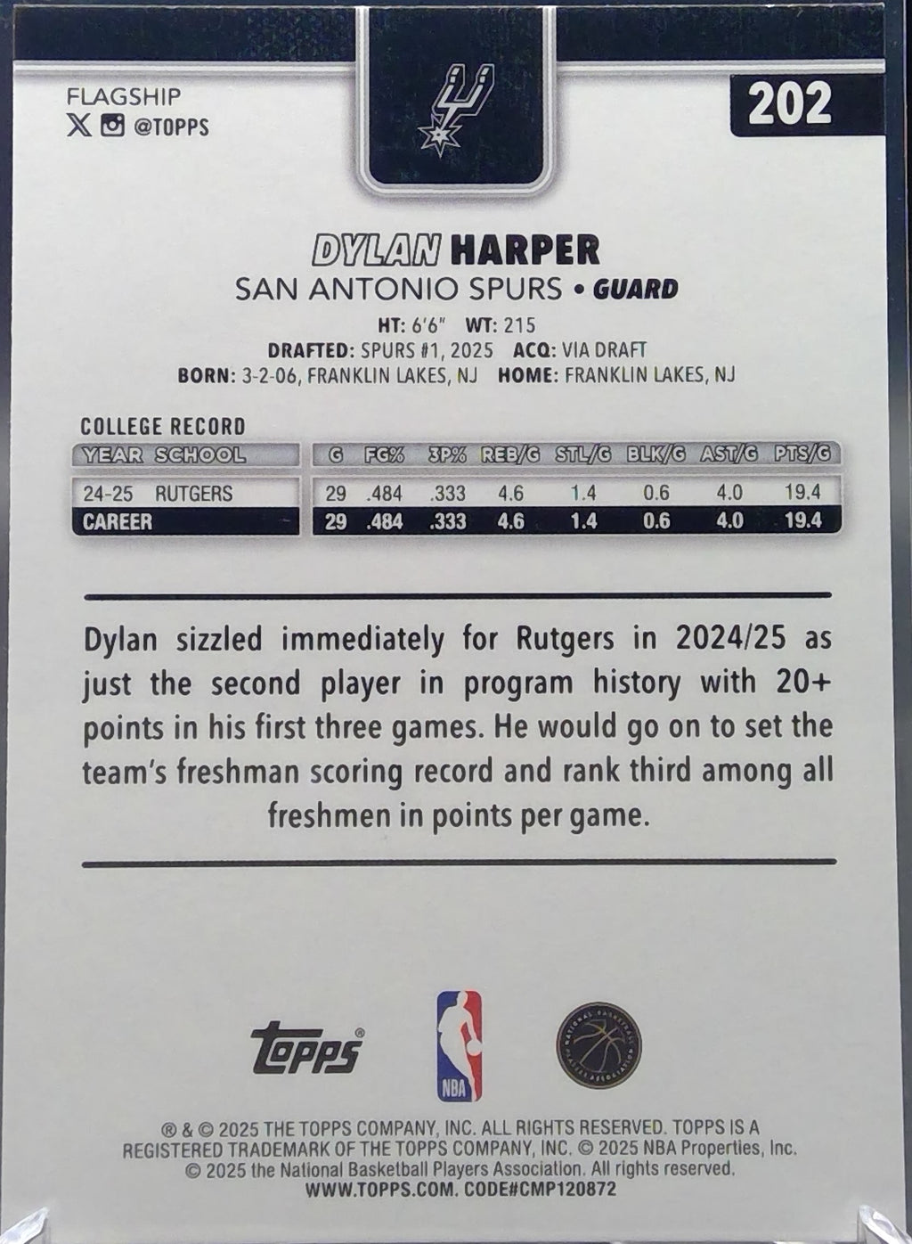Dylan Harper #202
