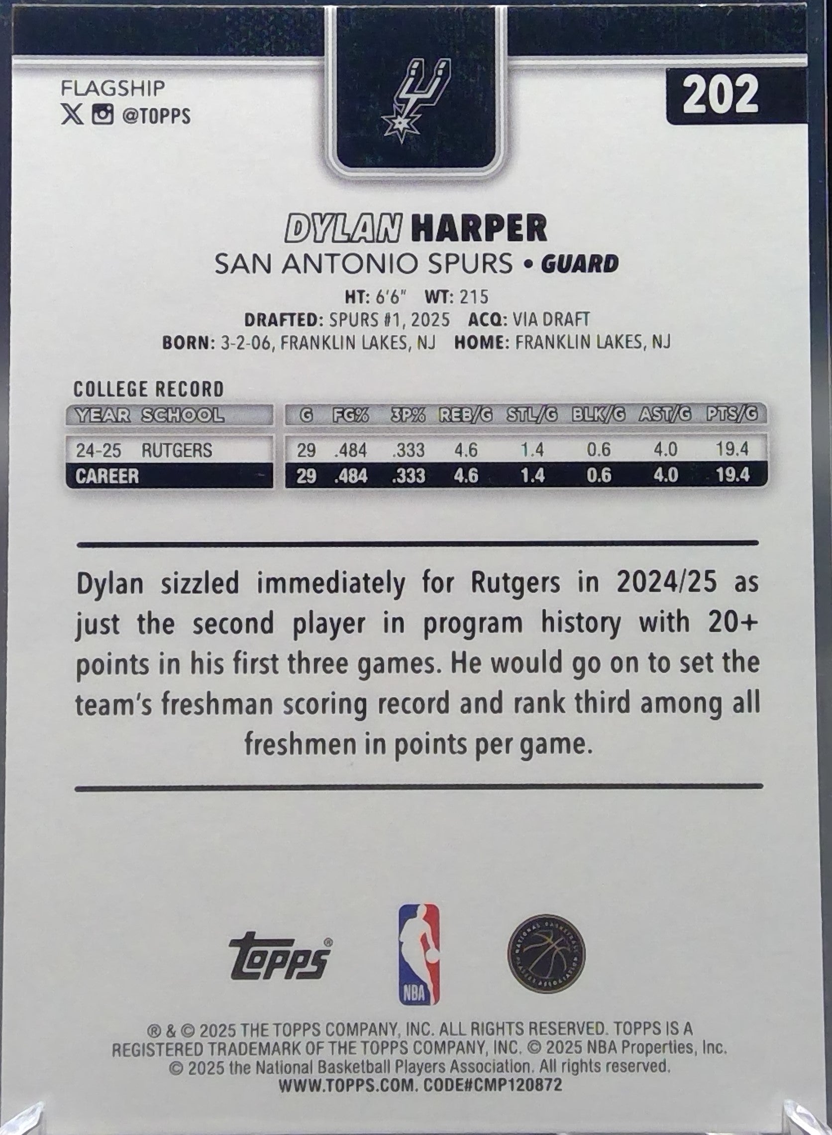 Dylan Harper #202