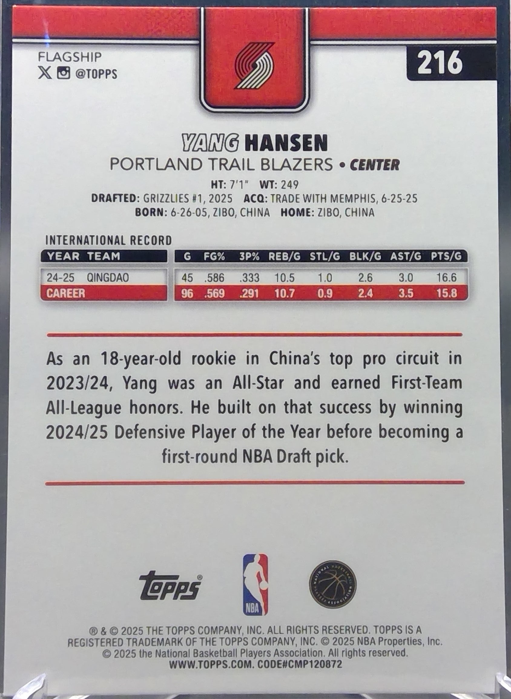 Yang Hansen #216