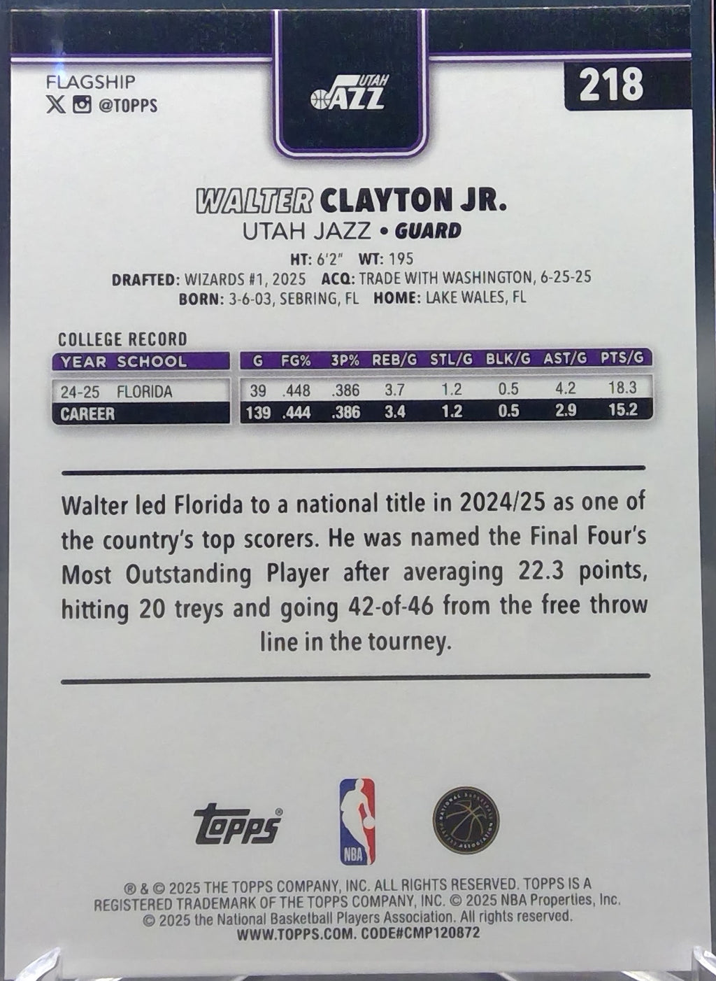 Walter Clayton Jr. #218