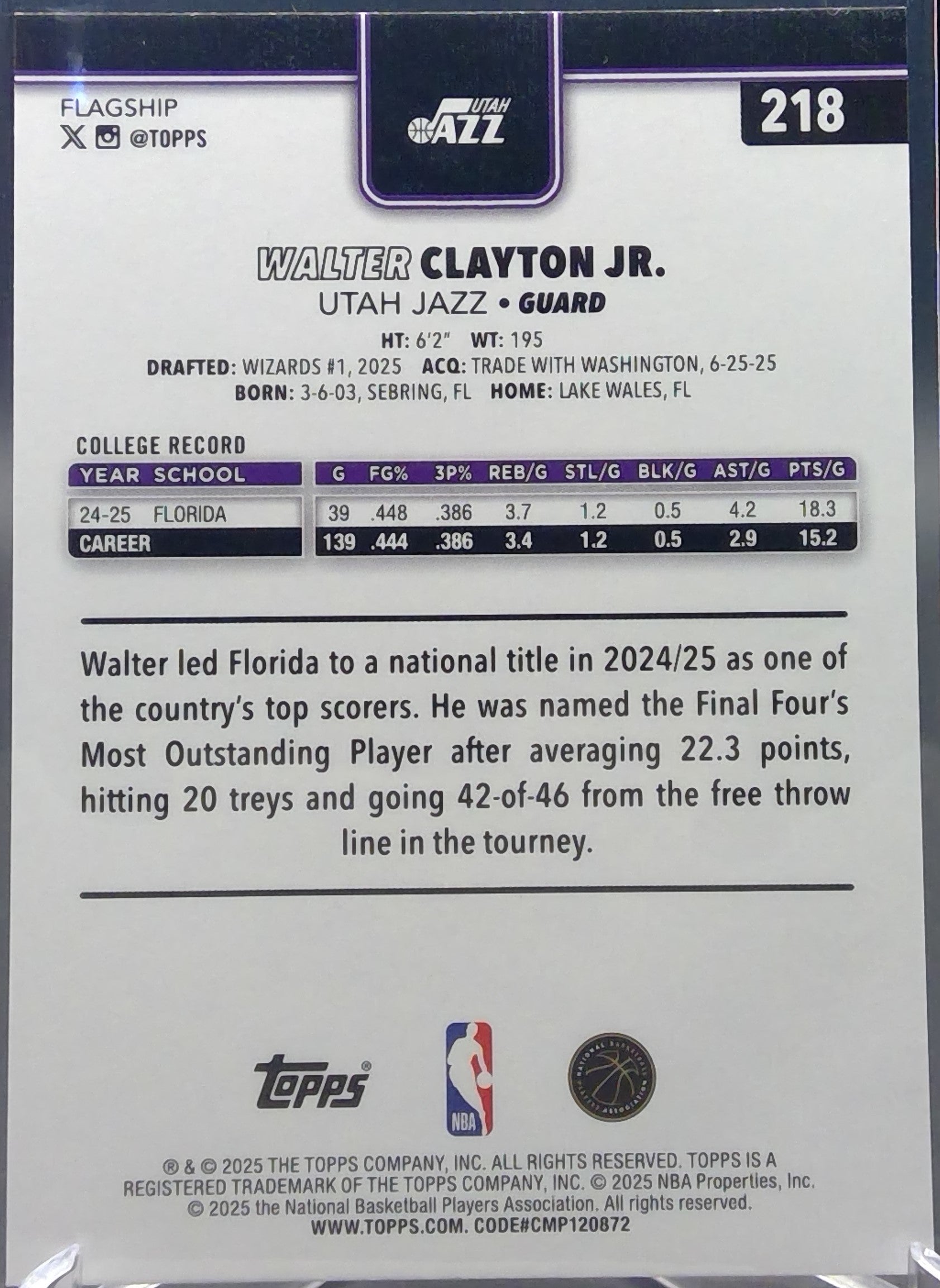 Walter Clayton Jr. #218