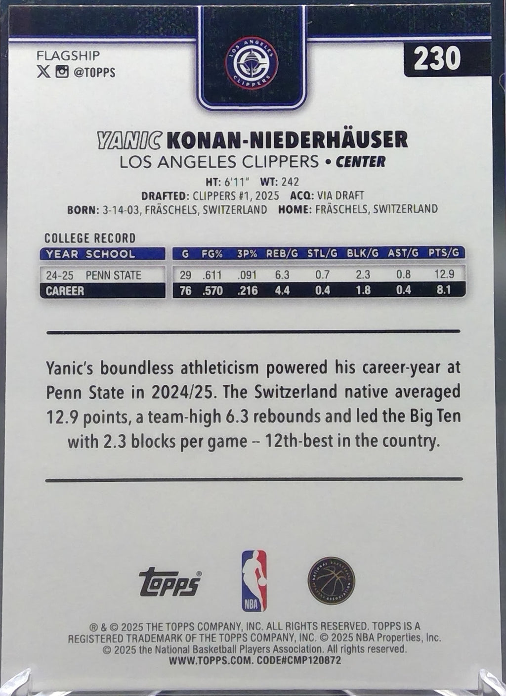 Yanic Konan-Niederhauser #230