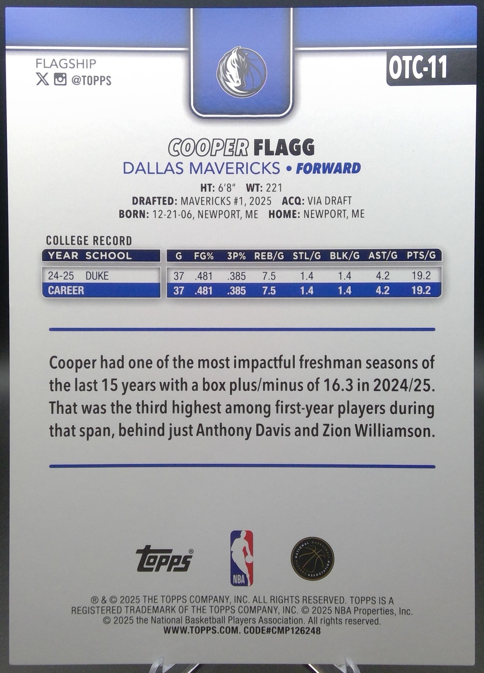 Cooper Flagg #OTC-11