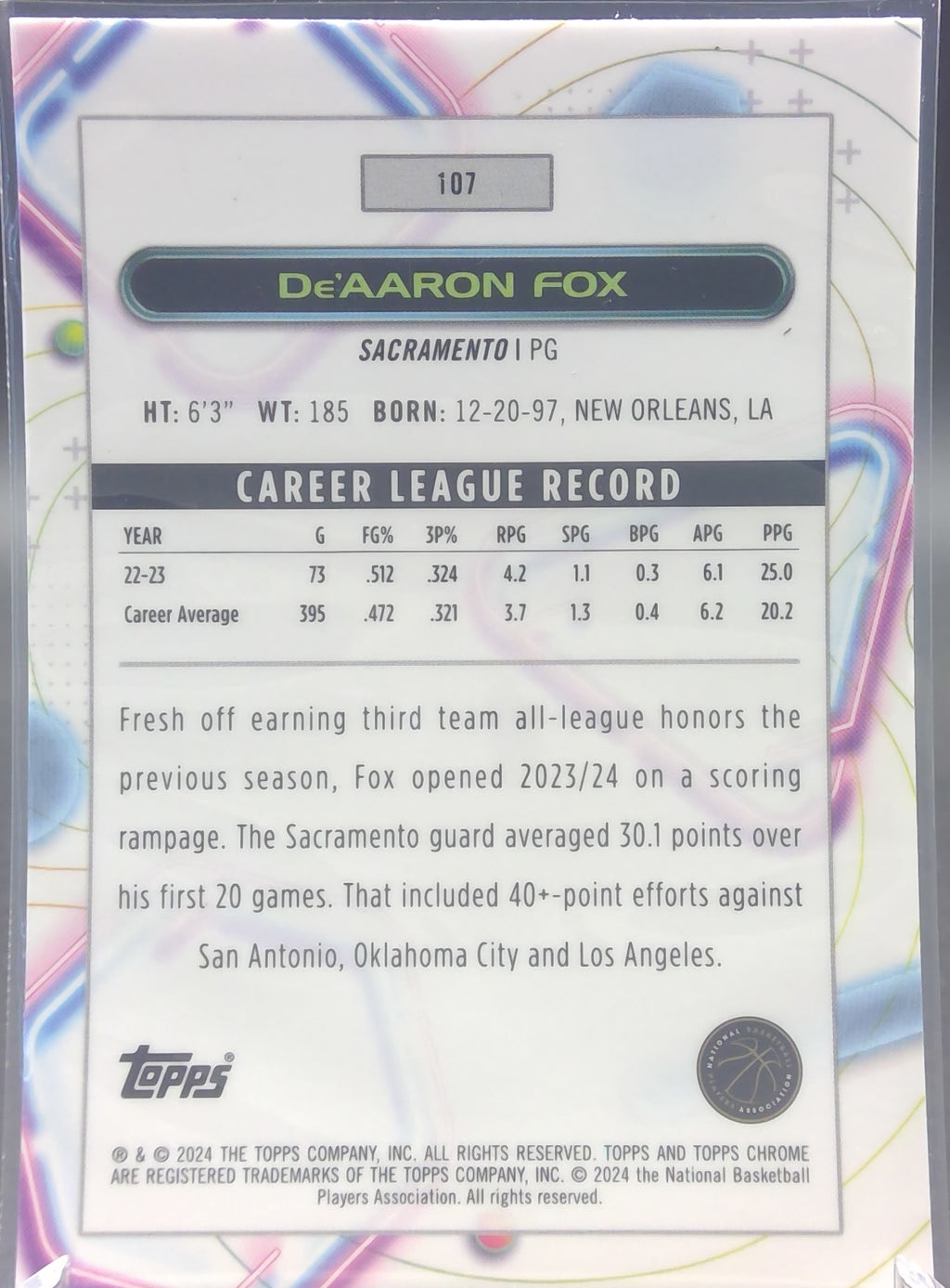 De'Aaron Fox #107