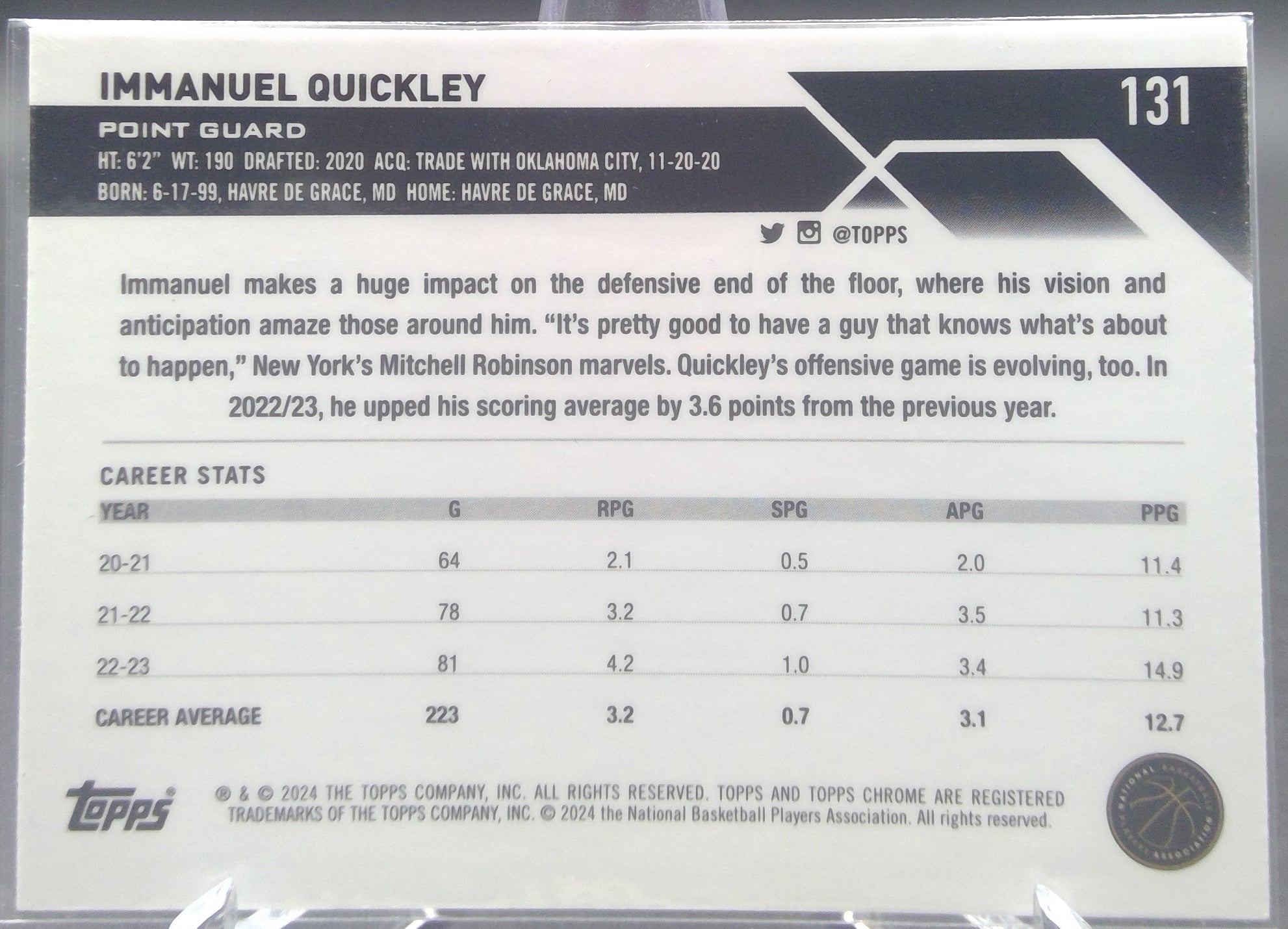 Immanuel Quickley #131