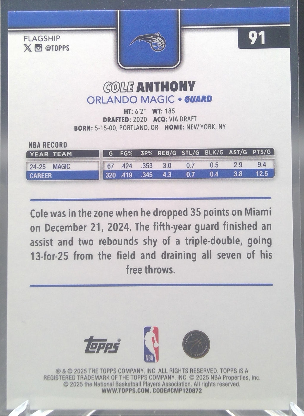 Cole Anthony #91