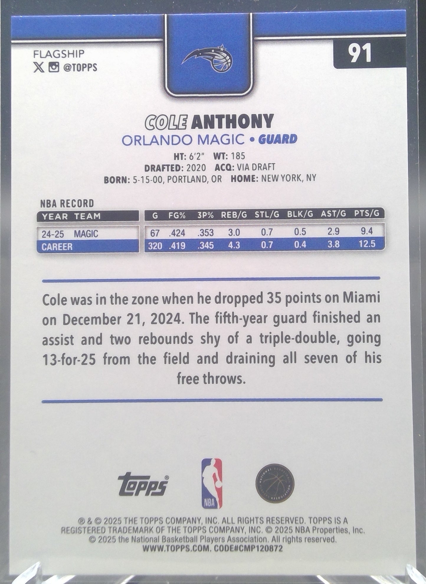 Cole Anthony #91